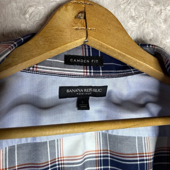 Banana Republic Non Iron Camden Fit‎ Plaid Button Down Size Large - Picture 4 of 5